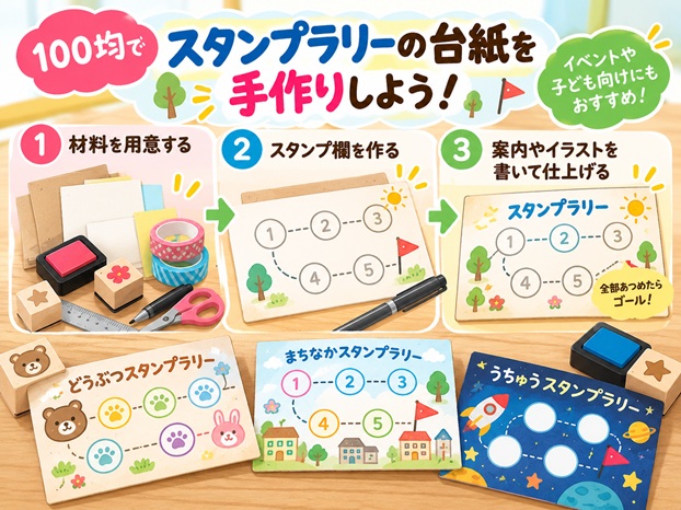 スタンプラリーの台紙を100均で手作りする方法