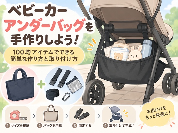 ベビーカーアンダーバッグを手作り！100均でできる簡単な作り方と取り付け方