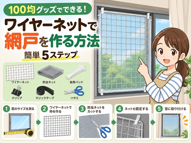 ワイヤーネットで網戸を作る方法!100均で簡単に自作する5ステップ
