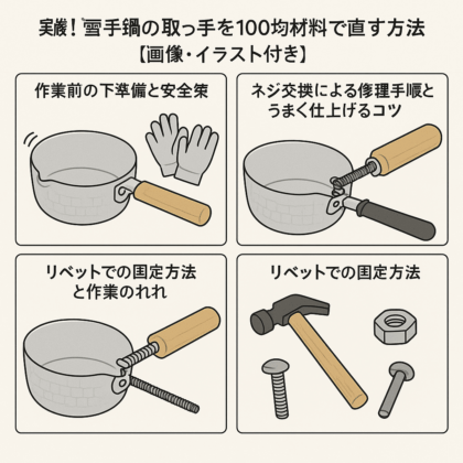 実践！雪平鍋の取っ手を100均材料で直す方法【画像・イラスト付き】