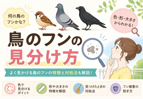 鳥のフンの見分け方は？茶色・白・緑など色や特徴からわかりやすく解説